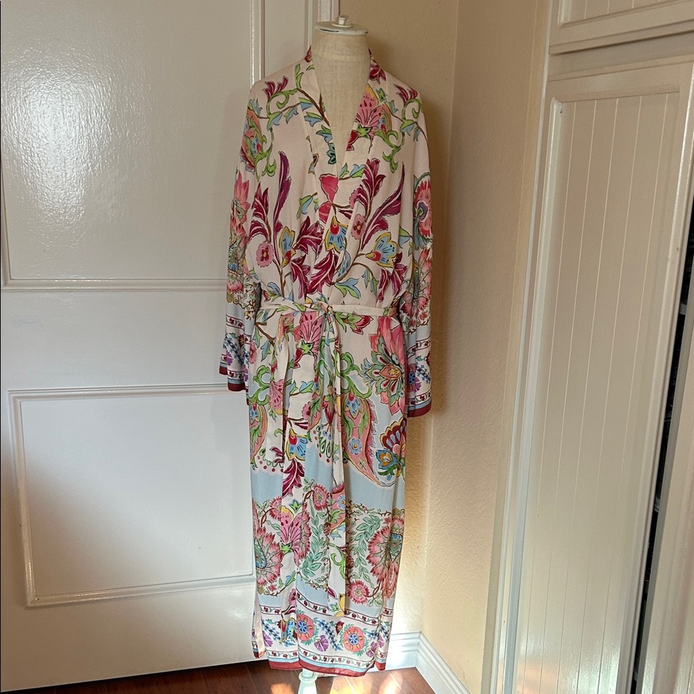 Zara Floral Multicolor Kimono Robe - Picture 4 of 9